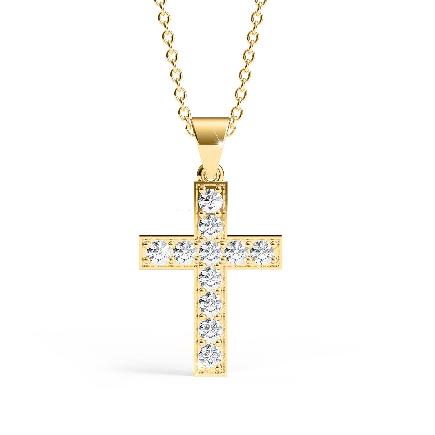 MARY | Diamond Cross Pendant in Yellow Gold (0.20ct - 0.60ct)