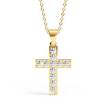 ELENA | Kreuzanhänger mit rundem Brillantdiamanten aus 9 Karat Weißgold (0,20 ct – 0,60 ct)