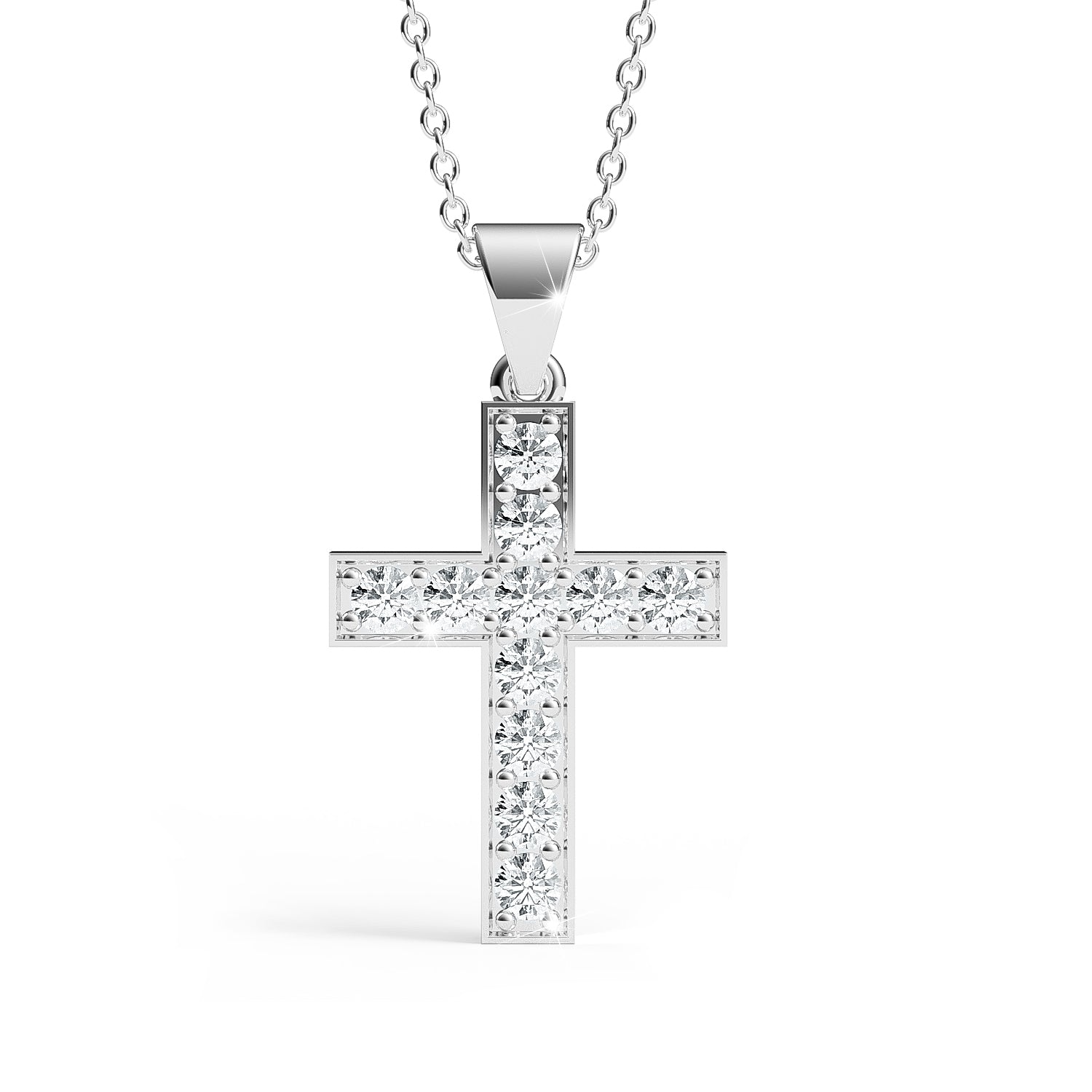 MARY | Diamond Cross Pendant in White Gold (0.20ct - 0.60ct)