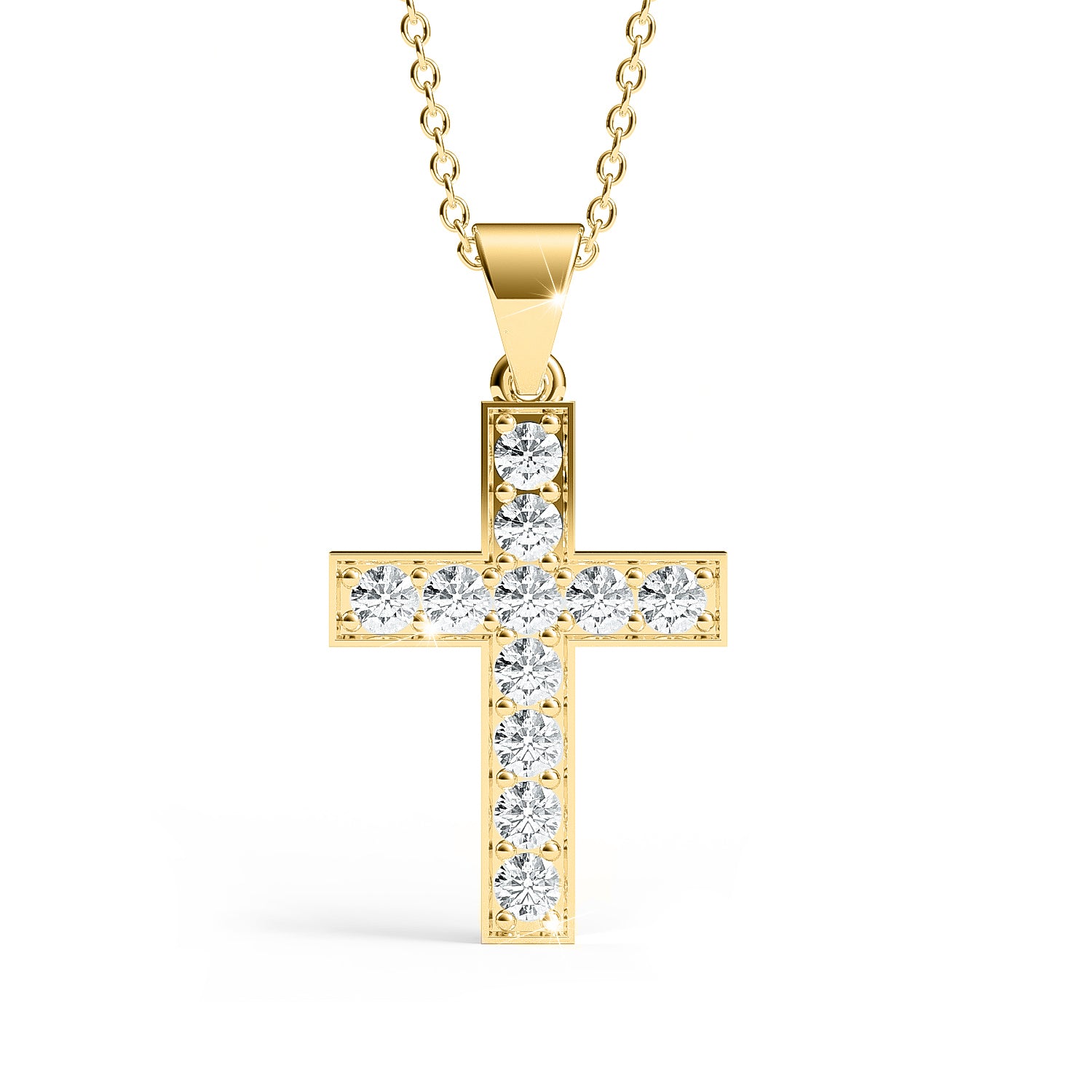 MARY | Diamond Cross Pendant in Yellow Gold (0.20ct - 0.60ct)