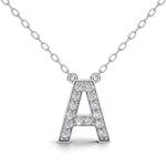 MELEK diamond initial pendant, letter A, in white gold with pavé diamonds