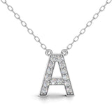MELEK diamond initial pendant, letter A, in white gold with pavé diamonds