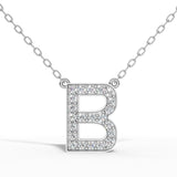 MELEK diamond initial pendant, letter B, in white gold with pavé diamonds