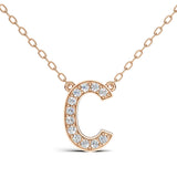MELEK diamond initial pendant, letter C, in rose gold with pavé diamonds