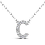 MELEK diamond initial pendant, letter C, in white gold with pavé diamonds