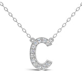 MELEK diamond initial pendant, letter C, in white gold with pavé diamonds