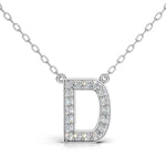 MELEK diamond initial pendant, letter D, in white gold with pavé diamonds