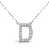 MELEK diamond initial pendant, letter D, in white gold with pavé diamonds