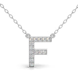 MELEK diamond initial pendant, letter F, in white gold with pavé diamonds