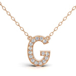 MELEK diamond initial pendant, letter G, in rose gold with pavé diamonds