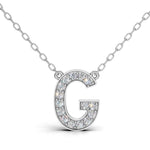 MELEK diamond initial pendant, letter G, in white gold with pavé diamonds