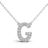 MELEK diamond initial pendant, letter G, in white gold with pavé diamonds
