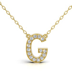 MELEK diamond initial pendant, letter G, in yellow gold with pavé diamonds