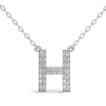 MELEK diamond initial pendant, letter H, in white gold with pavé diamonds