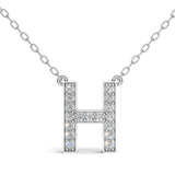 MELEK diamond initial pendant, letter H, in white gold with pavé diamonds