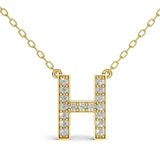 MELEK diamond initial pendant, letter H, in yellow gold with pavé diamonds