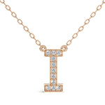 MELEK diamond initial pendant, letter I, in rose gold with pavé diamonds