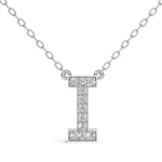 MELEK diamond initial pendant, letter I, in white gold with pavé diamonds