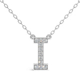 MELEK diamond initial pendant, letter I, in white gold with pavé diamonds