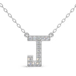 MELEK diamond initial pendant, letter J, in white gold with pavé diamonds