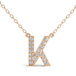 MELEK diamond initial pendant, letter K, in rose gold with pavé diamonds
