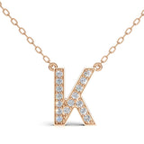 MELEK diamond initial pendant, letter K, in rose gold with pavé diamonds