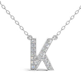MELEK diamond initial pendant, letter K, in white gold with pavé diamonds