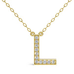 MELEK diamond initial pendant, letter L, in yellow gold with pavé diamonds