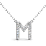 MELEK diamond initial pendant, letter M, in white gold with pavé diamonds