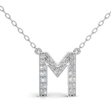 MELEK diamond initial pendant, letter M, in white gold with pavé diamonds