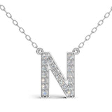 MELEK diamond initial pendant, letter N, in white gold with pavé diamonds