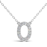 MELEK diamond initial pendant, letter O, in white gold with pavé diamonds