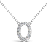 MELEK diamond initial pendant, letter O, in white gold with pavé diamonds