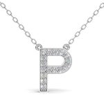 MELEK diamond initial pendant, letter P, in white gold with pavé diamonds