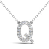 MELEK diamond initial pendant, letter Q, in white gold with pavé diamonds
