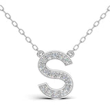 MELEK diamond initial pendant, letter S, in white gold with pavé diamonds