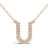 MELEK diamond initial pendant, letter U, in rose gold with pavé diamonds