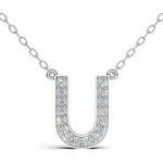 MELEK diamond initial pendant, letter U, in white gold with pavé diamonds