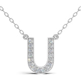 MELEK diamond initial pendant, letter U, in white gold with pavé diamonds