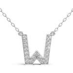 MELEK diamond initial pendant, letter W, in white gold with pavé diamonds