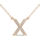 MELEK diamond initial pendant, letter X, in rose gold with pavé diamonds