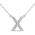 MELEK diamond initial pendant, letter X, in white gold with pavé diamonds