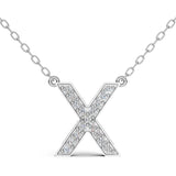 MELEK diamond initial pendant, letter X, in white gold with pavé diamonds