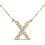MELEK diamond initial pendant, letter X, in yellow gold with pavé diamonds