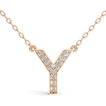 MELEK diamond initial pendant, letter Y, in rose gold with pavé diamonds