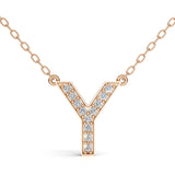 MELEK diamond initial pendant, letter Y, in rose gold with pavé diamonds