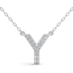 MELEK diamond initial pendant, letter Y, in white gold with pavé diamonds