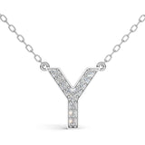 MELEK diamond initial pendant, letter Y, in white gold with pavé diamonds