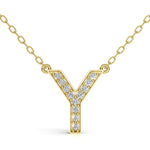 MELEK diamond initial pendant, letter Y, in yellow gold with pavé diamonds