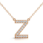 MELEK diamond initial pendant, letter Z, in rose gold with pavé diamonds